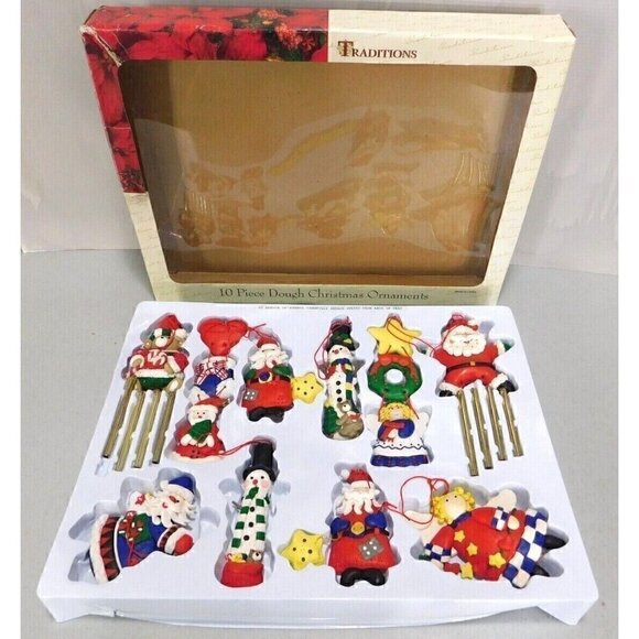 TRADITIONS Christmas Ornaments set of 10, made of dough plastic - Picture 1 of 6